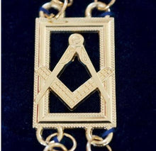 Carica l&#39;immagine nel visualizzatore di Gallery, Blue Lodge Square Compass Chain Collar - Gold/Silver on Blue + Free Case | Regalia Lodge