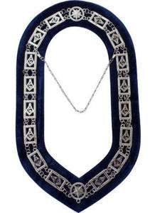 Masonic Master Mason "G" Chain Collar - Gold/Silver on Blue + Free Case | Regalia Lodge