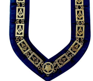 Masonic Master Mason "G" Chain Collar - Gold/Silver on Blue + Free Case | Regalia Lodge