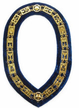Carica l&#39;immagine nel visualizzatore di Gallery, Cryptic Mason - Royal &amp; Select Chain Collar - Gold/Silver On Blue + Free Case | Regalia Lodge