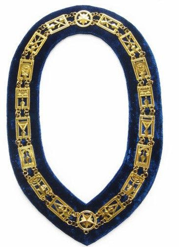 Cryptic Mason - Royal & Select Chain Collar - Gold/Silver On Blue + Free Case | Regalia Lodge