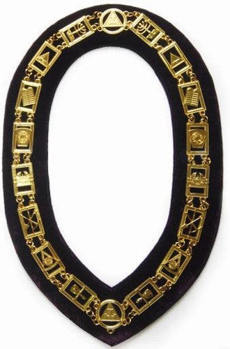 Royal Arch - Masonic Chain Collar - Gold/Silver On Purple + Free Case | Regalia Lodge