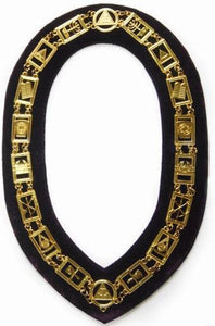 Royal Arch - Masonic Chain Collar - Gold/Silver On Purple + Free Case | Regalia Lodge