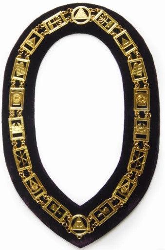 Royal Arch - Masonic Chain Collar - Gold/Silver On Purple + Free Case | Regalia Lodge