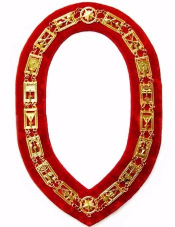 Cryptic Mason - Royal & Select Chain Collar - Gold/Silver On Red + Free Case | Regalia Lodge