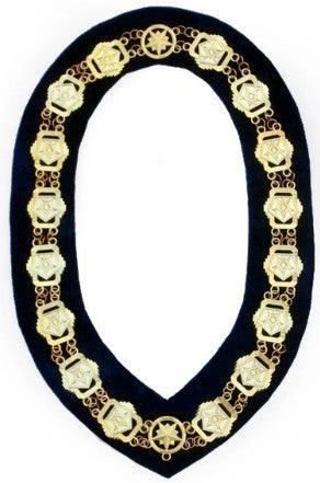 OES - Masonic Compass Square Chain Collar - Gold/Silver on Black + Free Case | Regalia Lodge