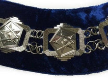 Carica l&#39;immagine nel visualizzatore di Gallery, OES - Masonic Compass Square Chain Collar - Gold/Silver on Blue + Free Case | Regalia Lodge
