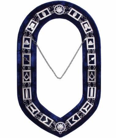 Blue Lodge Working Tools - Chain Collar - Gold/Silver on Blue + Free Case | Regalia Lodge