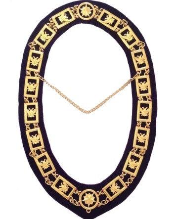 32nd Degree - Wings UP Scottish Rite Chain Collar - Gold/Silver on Purple + Free Case | Regalia Lodge
