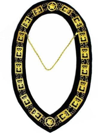 32nd Degree - Scottish Rite Wings DOWN Chain Collar - Gold/Silver on Black + Free Case | Regalia Lodge