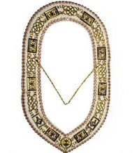 Load image into Gallery viewer, Grand Lodge - Rhinestones Chain Collar - Gold/Silver on White Velvet | Regalia Lodge