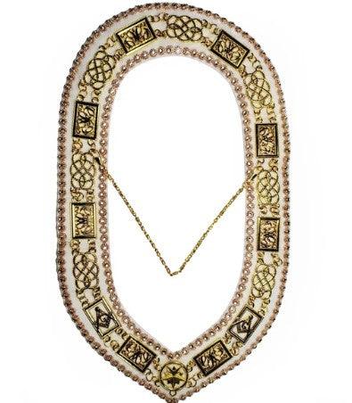 Grand Lodge - Rhinestones Chain Collar - Gold/Silver on White Velvet | Regalia Lodge