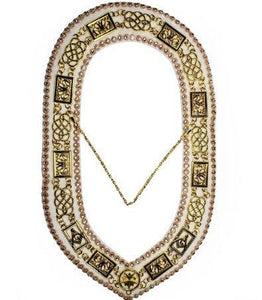 Grand Lodge - Rhinestones Chain Collar - Gold/Silver on White Velvet | Regalia Lodge