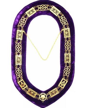 Grand Lodge - Chain Collar - Gold/Silver on Purple + Free Case | Regalia Lodge