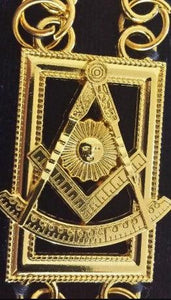 Past Master Square chain Collar - Gold/Silver on Blue + Free Case | Regalia Lodge