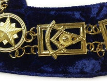 Carica l&#39;immagine nel visualizzatore di Gallery, Past Master Square chain Collar - Gold/Silver on Blue + Free Case | Regalia Lodge