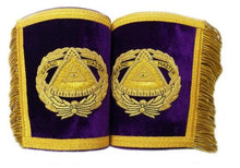 Carica l&#39;immagine nel visualizzatore di Gallery, Masonic Gauntlets Cuffs - Grand Master Bullion Embroidered with Fringe - Purple | Regalia Lodge