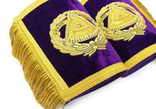 Carica l&#39;immagine nel visualizzatore di Gallery, Masonic Gauntlets Cuffs - Grand Master Bullion Embroidered with Fringe - Purple | Regalia Lodge