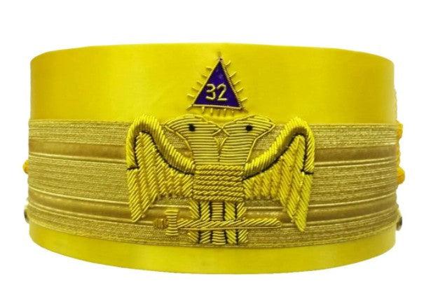 32nd Degree Wings Down Scottish Rite Yellow Cap Bullion Hand Embroidery | Regalia Lodge
