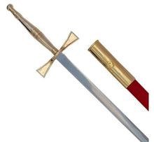 画像をギャラリービューアに読み込む, Masonic Sword with Gold Hilt and Red Scabbard 35 3/4&quot; + Free Case | Regalia Lodge