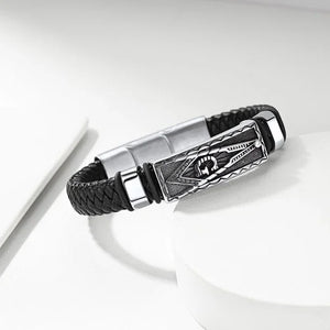 Vintage Bracelet Wristband Freemason Symbol Masonic Leather Braided Bracelets Cuff Bangle for Boys Men | Regalia Lodge
