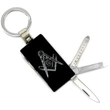 Carica l&#39;immagine nel visualizzatore di Gallery, 8 Function Multi-Tool Mason/Masonic Logo Keychain Color Black - Masonic Keychains - Freemason Keychain - Black Masonic Pendant Key Rings | Regalia Lodge