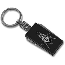 Carica l&#39;immagine nel visualizzatore di Gallery, 8 Function Multi-Tool Mason/Masonic Logo Keychain Color Black - Masonic Keychains - Freemason Keychain - Black Masonic Pendant Key Rings | Regalia Lodge