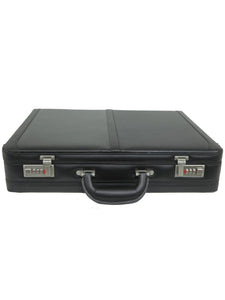 Expandable Leather Attache Briefcase Combination Locks Hard Case | Regalia Lodge