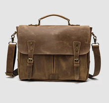 Carica l&#39;immagine nel visualizzatore di Gallery, Leather Portable Mens Briefcase Satchel Official Briefcase Multifunctional Briefcase European and American retro style | Regalia Lodge