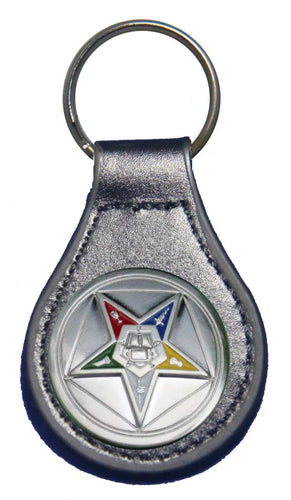 Eastern Star Masonic leather key fob or keychain Black - Masonic Keychains - Freemason Keychain - Black Masonic Pendant Key Rings | Regalia Lodge