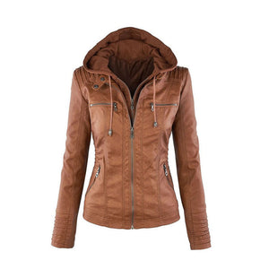 Women's Short Leather Pu Leather Jacket | Regalia Lodge