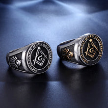 Load image into Gallery viewer, Religious Masonic Stainless Steel Ring Symbol G Ring Fashion Compass Masonic Ring Freemason Symbol Ring | Regalia Lodge