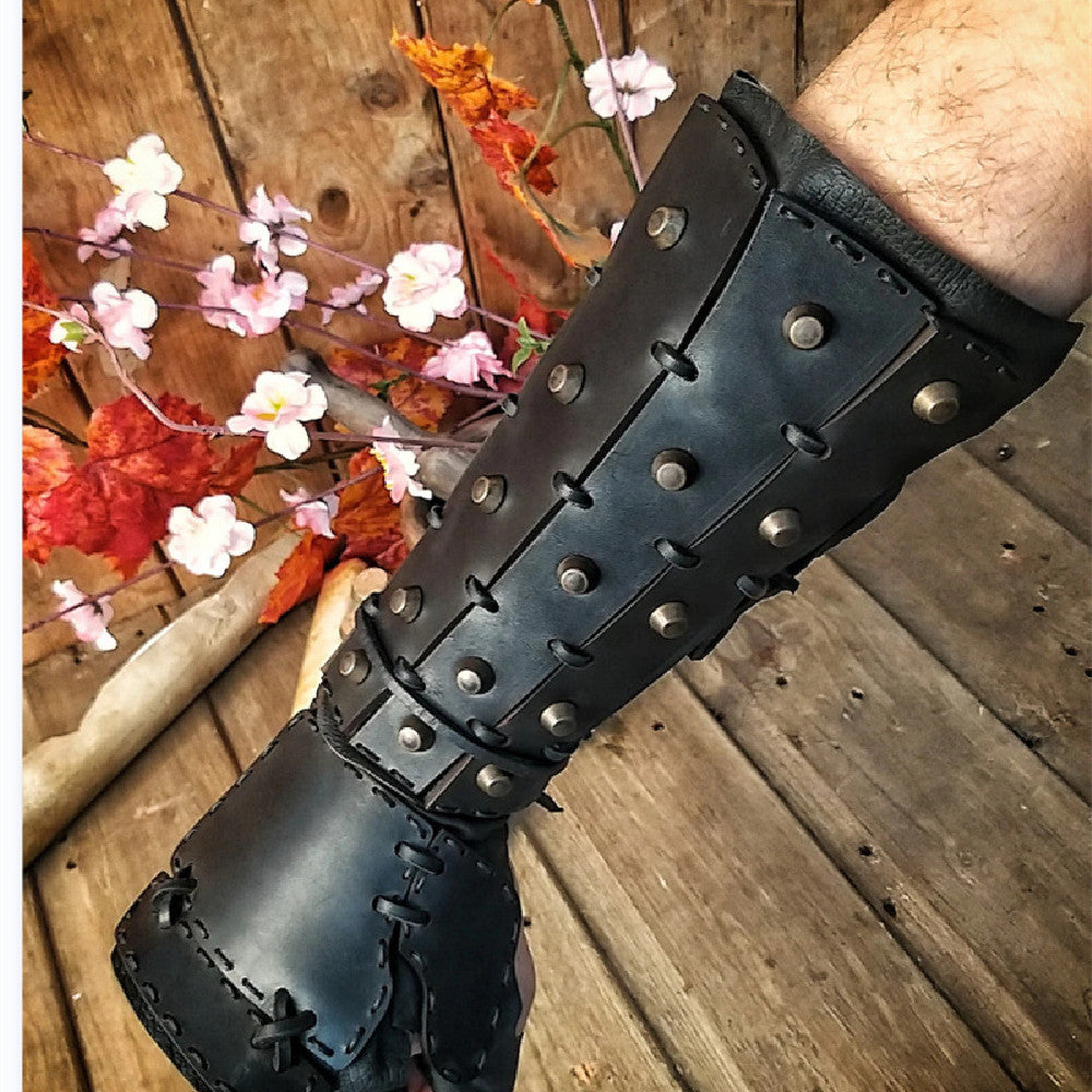 Boxing Rivet Leather Wrist Gloves -Leather Gloves for Mens - luxury leather gloves-Leather Gloves for Mens Black Leather Retro Steampunk Rivet Knight Nail Gloves Man - formal leather gloves - luxury leather gloves | Regalia Lodge