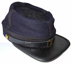 Civil War Union officer's Infantry leather Peak Kepi, Navy Blue with Black rows | Regalia Lodge