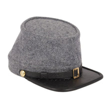 Carica l&#39;immagine nel visualizzatore di Gallery, Civil war kepi US Civil War Grey Confederate Plain Leather Peak Kepi | Regalia Lodge