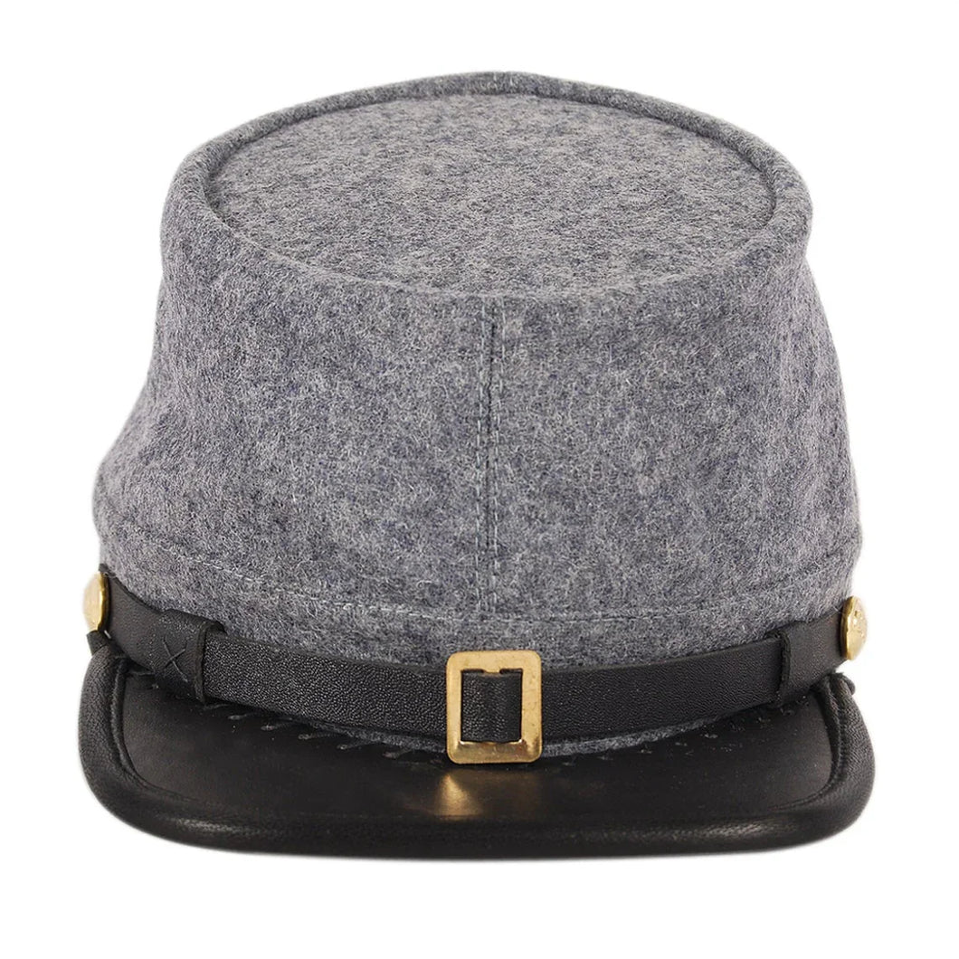 Civil war kepi US Civil War Grey Confederate Plain Leather Peak Kepi | Regalia Lodge