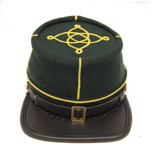 Carica l&#39;immagine nel visualizzatore di Gallery, Civil War Berdans sharpshooter Green Leather Peak Lt 1 row gold braid kepi | Regalia Lodge