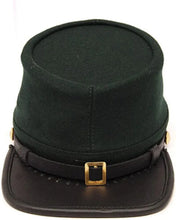 Carica l&#39;immagine nel visualizzatore di Gallery, Civil War Union Green Leather Peak Berdans Sharpshooters Kepi, Plain Green Kepi | Regalia Lodge