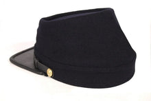 Carica l&#39;immagine nel visualizzatore di Gallery, Civil War Union Army Leather Peak Kepi, Complete Navy Blue Kepi Hat | Regalia Lodge