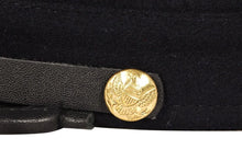 Carica l&#39;immagine nel visualizzatore di Gallery, Civil War Union Army Leather Peak Kepi, Complete Navy Blue Kepi Hat | Regalia Lodge
