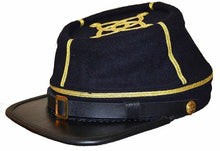 Afbeelding in Gallery-weergave laden, Civil War Confederate/union Leather Peak Captain&#39;s Kepi Cap-2 Gold Braids | Regalia Lodge