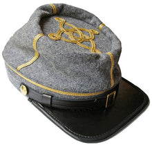 Afbeelding in Gallery-weergave laden, Civil War Confederate/union Leather Peak Captain&#39;s Kepi Cap-2 Gold Braids | Regalia Lodge