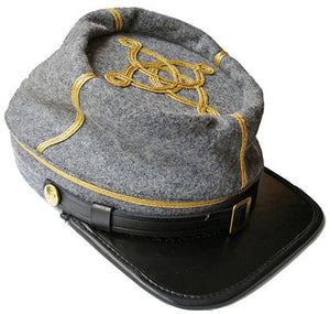 Civil War Confederate/union Leather Peak Captain's Kepi Cap-2 Gold Braids | Regalia Lodge