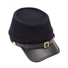 Carica l&#39;immagine nel visualizzatore di Gallery, Civil War Confederate Navy Curved Leather Peak Kepi Plain Kepi Hat All Sizes! | Regalia Lodge
