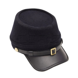 Civil War Confederate Navy Curved Leather Peak Kepi Plain Kepi Hat All Sizes! | Regalia Lodge