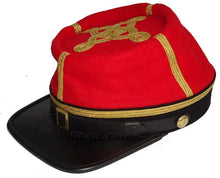 Carica l&#39;immagine nel visualizzatore di Gallery, Civil War Artillery kepi with 1/2/3/4 row braid, Red with Black Band Kepi | Regalia Lodge
