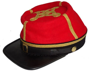Civil War Artillery kepi with 1/2/3/4 row braid, Red with Black Band Kepi | Regalia Lodge