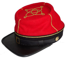 Carica l&#39;immagine nel visualizzatore di Gallery, Civil War Artillery kepi with 1/2/3/4 row braid, Red with Black Band Kepi | Regalia Lodge