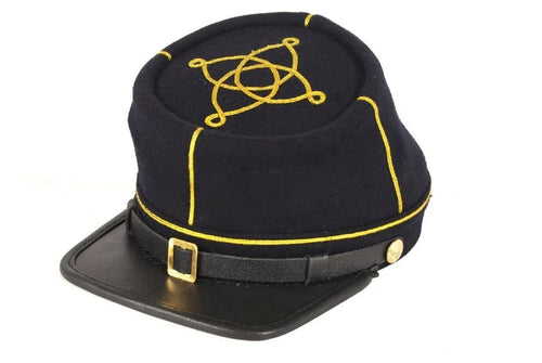 Civil War Union Leather Peak 1st Or 2nd Lieutenant's Kepi, Navy blue 1 gold row | Regalia Lodge
