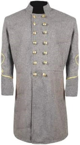 Civil War CS Officer Double Breast 2 Rows Braid Grey Wool Frock Coat | Regalia Lodge